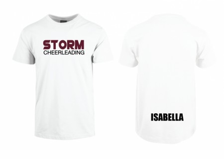 Storm cheerleading hvit t-skjorte