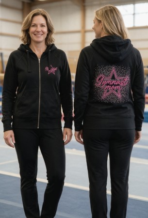 Gymnast mom hettejakke med rhinestones
