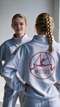 Motus happy lysegrå halfzip m/ rhinestone