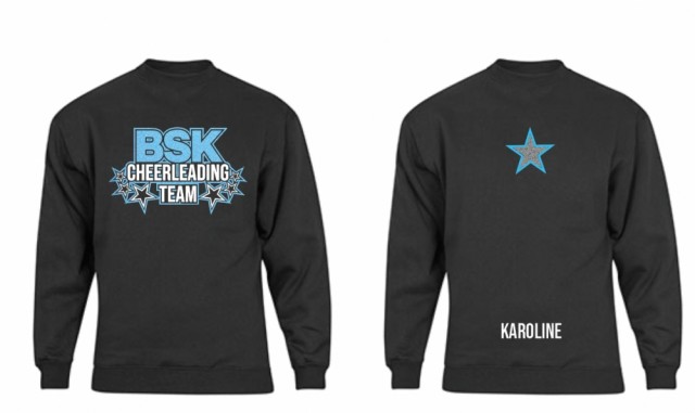 Svart collegegenser BSK Cheerleadingteam